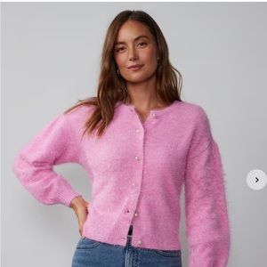 New York and company pink eyelash cardigan